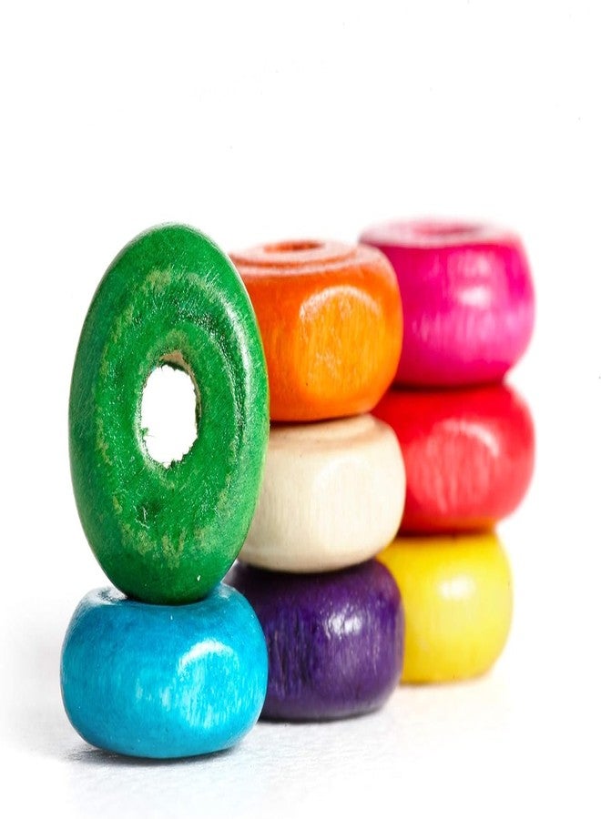 دي آي واي كرافتس مجموعة خرز خشبي غير متنوع الألوان، 130 خرزة، خرز خشبي دائري متعدد الألوان، خرز خشبي دائري مثقوب للأعمال اليدوية والمجوهرات (130) - Image 3